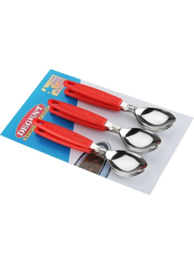 ديسينت ديسنت ستينلس ستيل تي سبون سِت أوف 6 | ميرر فينيش | إيرغونومِك هاندل | دزرت آند كوفي سبون سِت فور هوم، كيتشن، ريستورانت، ديش واشر سيف - Image 3